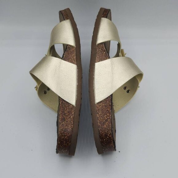 Madden Girl Women's Size 8 Brando Metallic Silver Double Buckle Sandals - Picture 4 of 9